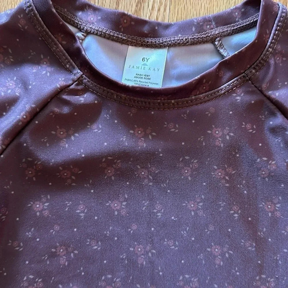 Jamie Kay sz 6 brown floral print rash guard never worn small thread flaw shown - Picture 3 of 6